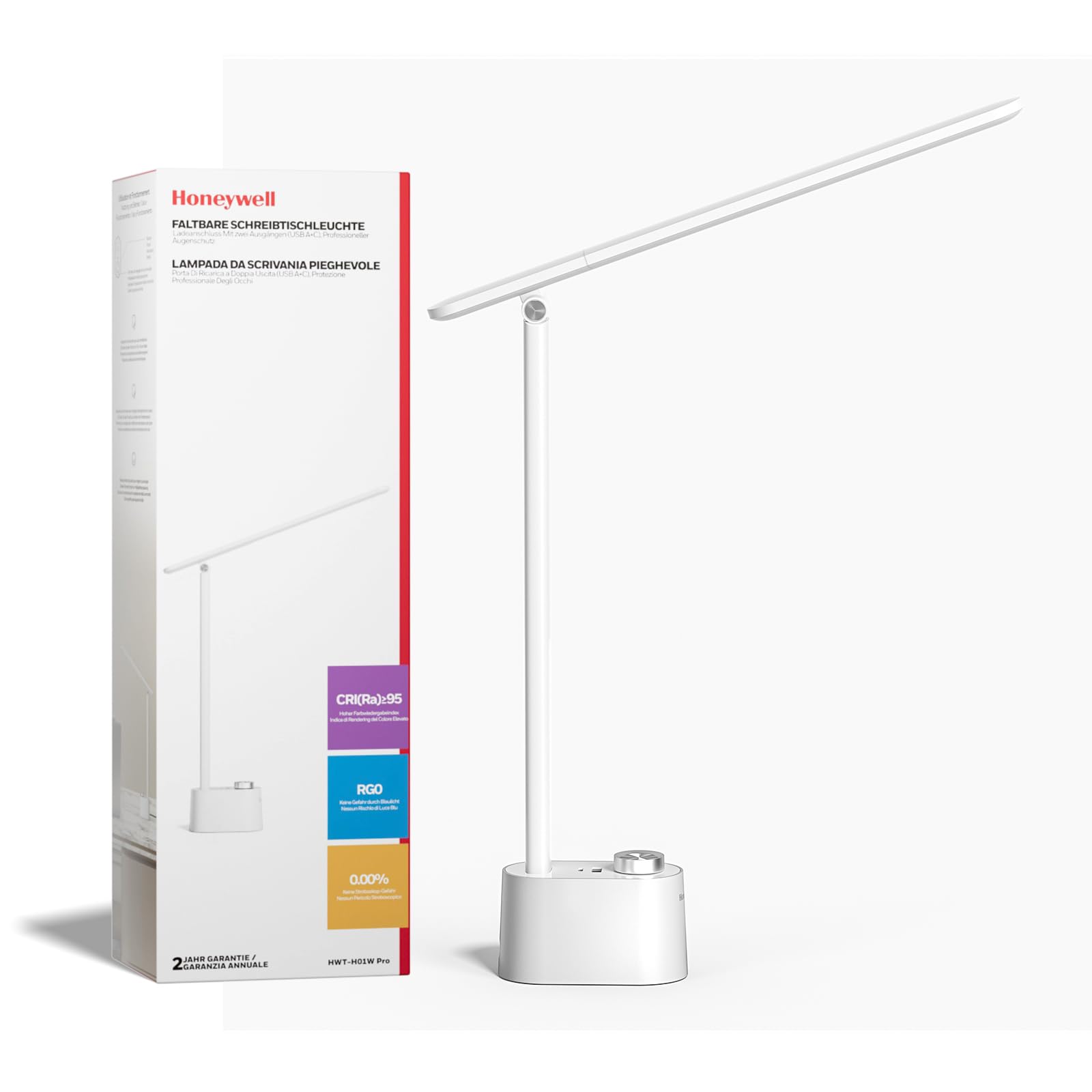 Lámpara De Escritorio Honeywell H01 Pro Sunturalux™ Led Plegable Blanca - Venta Internacional.