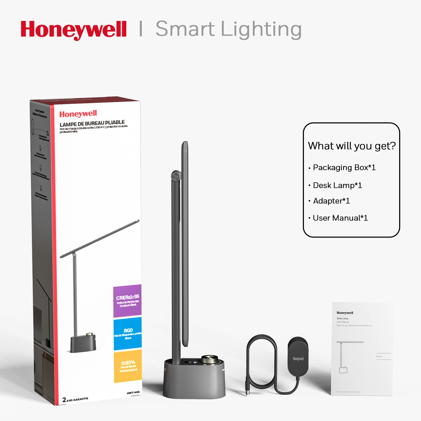 Foto 8 pulgar | Lámpara De Escritorio Honeywell Hwt-h01 Led Regulable Con Puerto Usb Gris - Venta Internacional.
