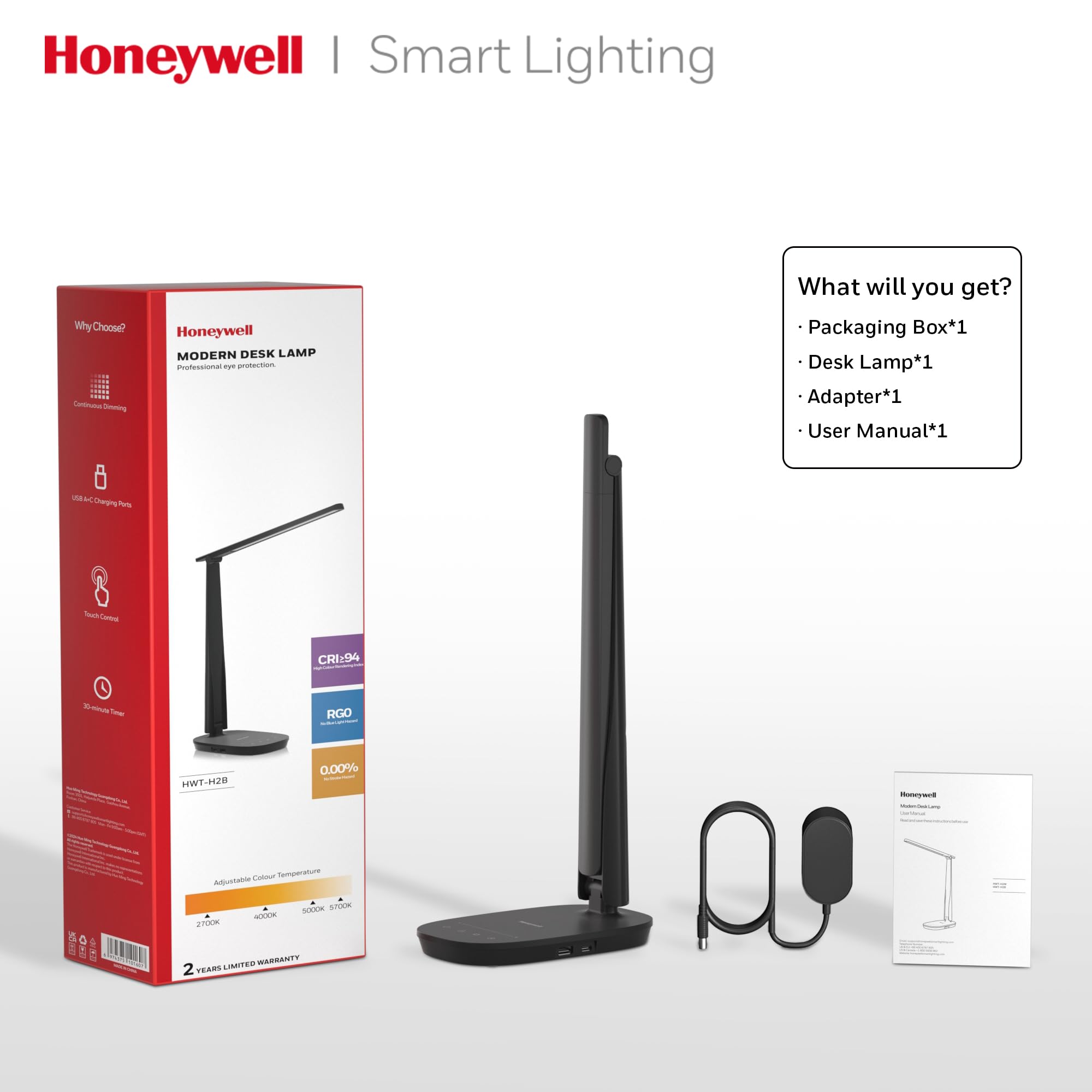 Foto 8 pulgar | Lámpara De Escritorio Honeywell Sunturalux™ Led Regulable Con Puerto Usb Hwt-h2b - Venta Internacional.