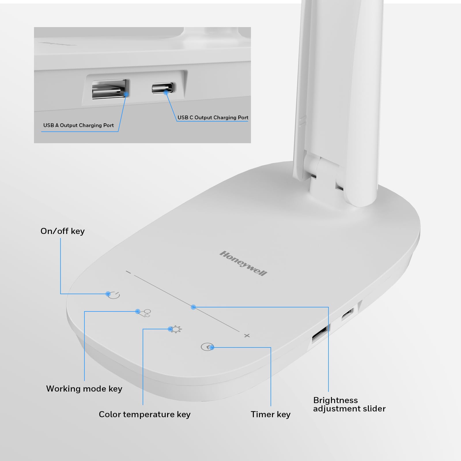 Foto 5 pulgar | Lámpara De Escritorio Honeywell Sunturalux™ Led Regulable Con Puerto Usb Hwt-h2w - Venta Internacional.