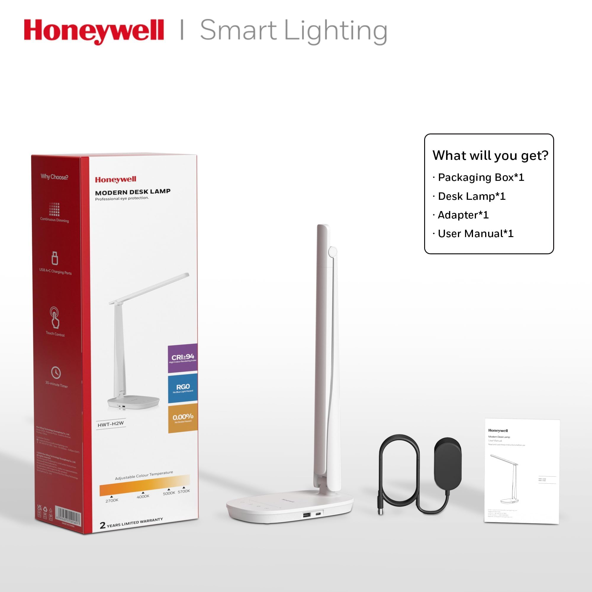 Foto 7 pulgar | Lámpara De Escritorio Honeywell Sunturalux™ Led Regulable Con Puerto Usb Hwt-h2w - Venta Internacional.