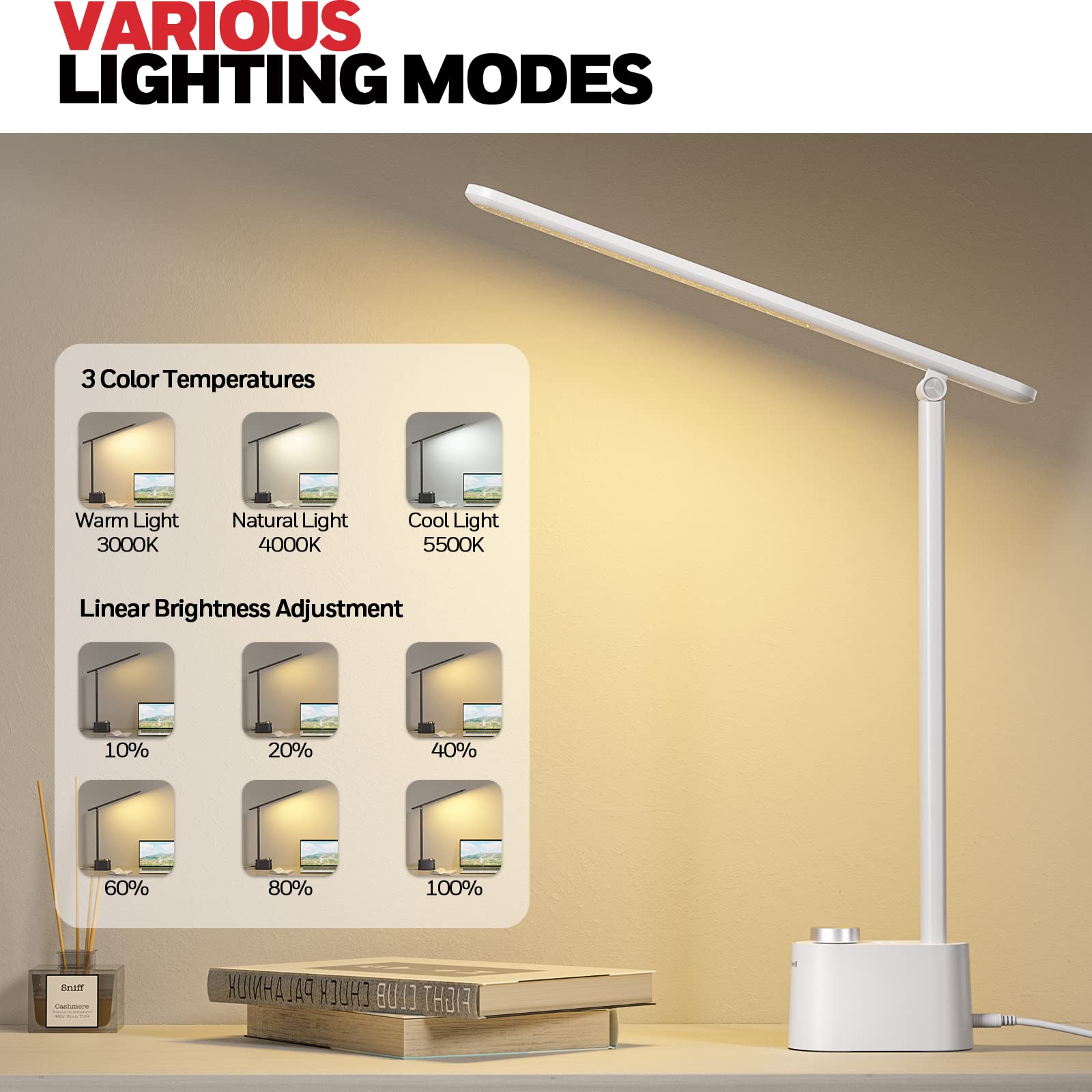 Foto 4 pulgar | Lámpara De Escritorio Honeywell Hwt-h01 Led Regulable Con Puerto Usb Blanca - Venta Internacional.