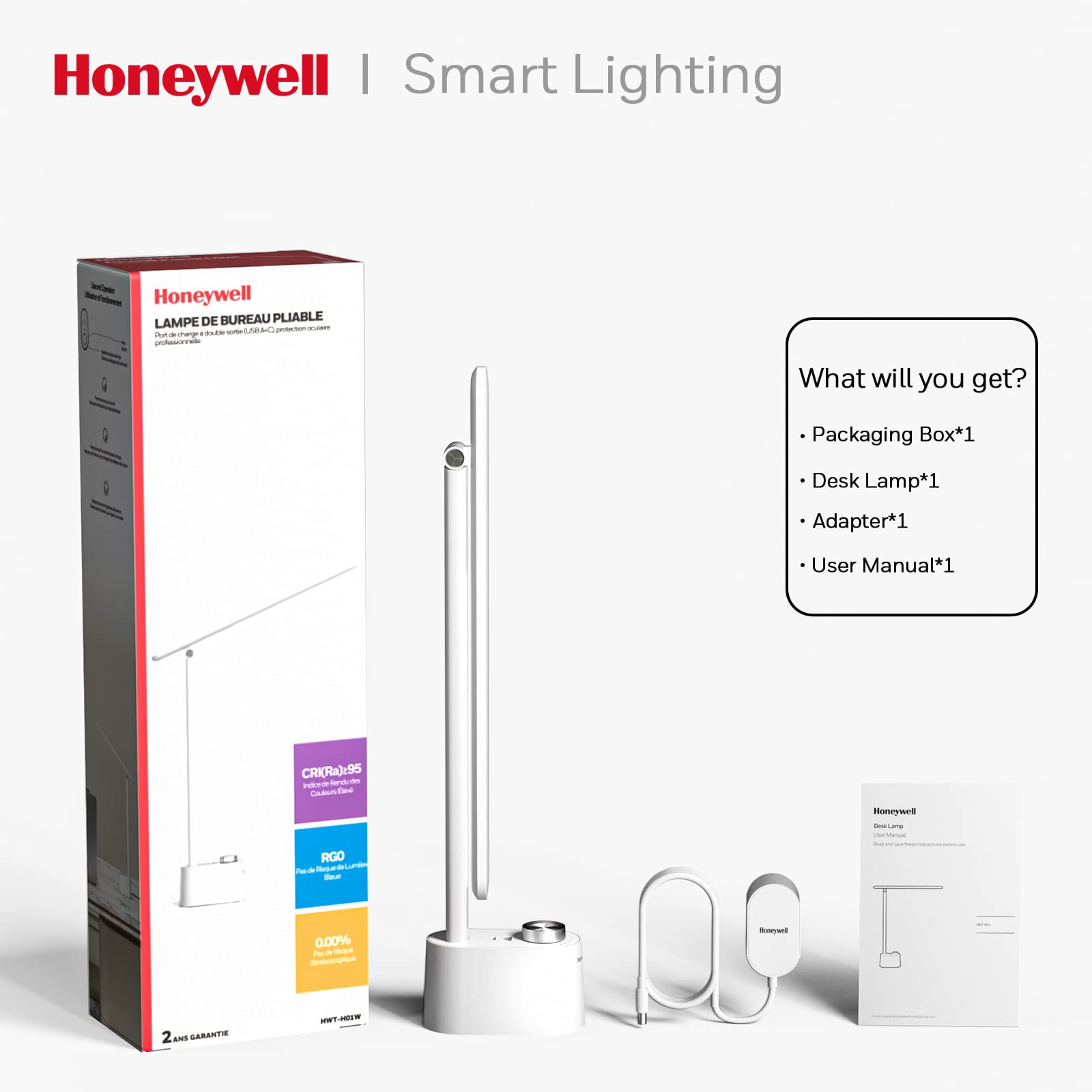 Foto 7 | Lámpara De Escritorio Honeywell Hwt-h01 Led Regulable Con Puerto Usb Blanca - Venta Internacional.