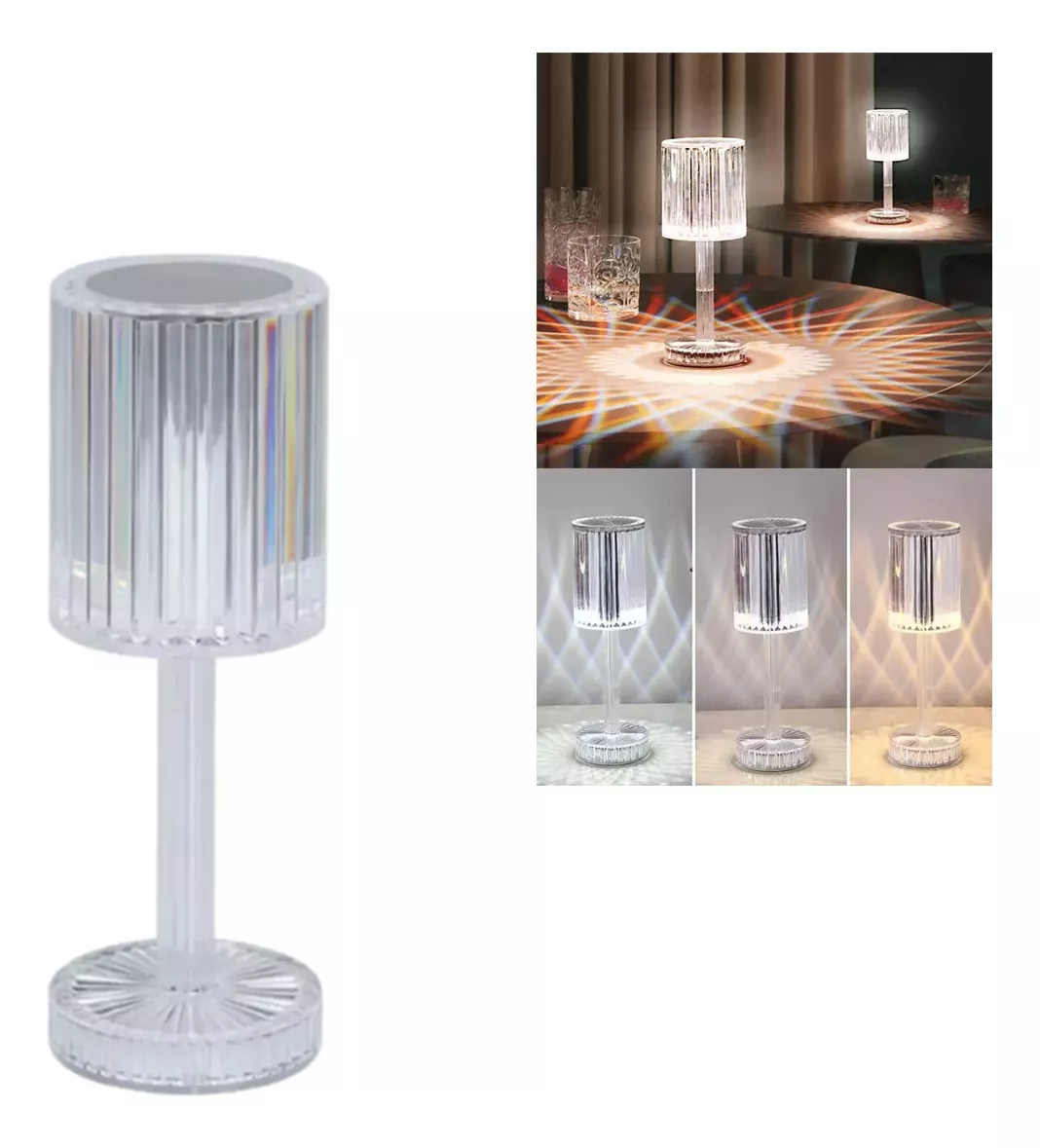 Foto 2 pulgar | Luz De Noche De Cristal 3d Recargable Por Usb Aigostar
