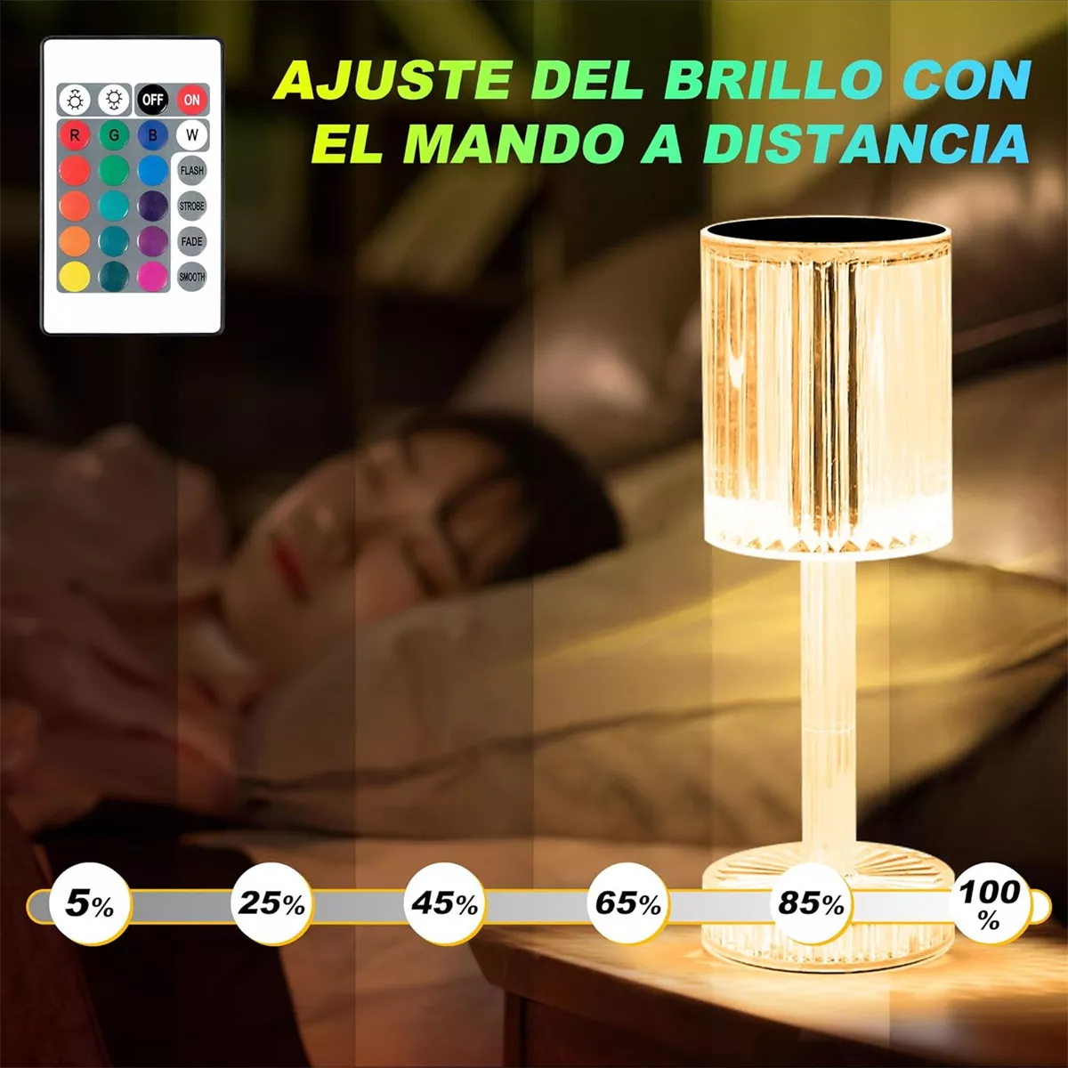 Foto 3 pulgar | Lámpara De Noche De Cristal 16 Colores Recargable Por Usb