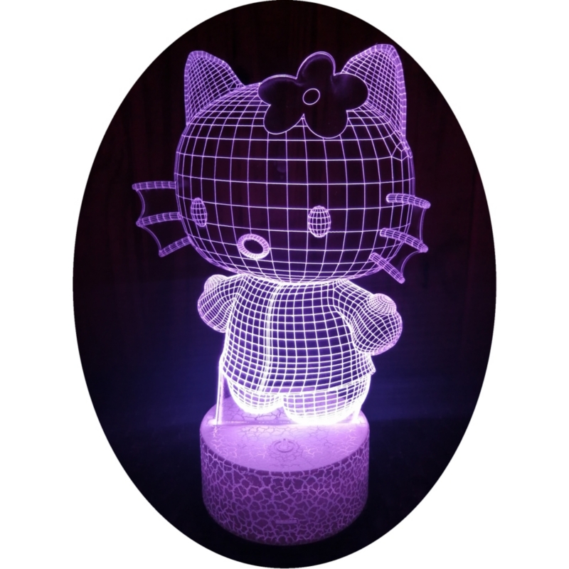 Foto 2 pulgar | Lámpara 3d Illusion Kitty Led De 7 Colores Con Panel Acrílico - Venta Internacional.