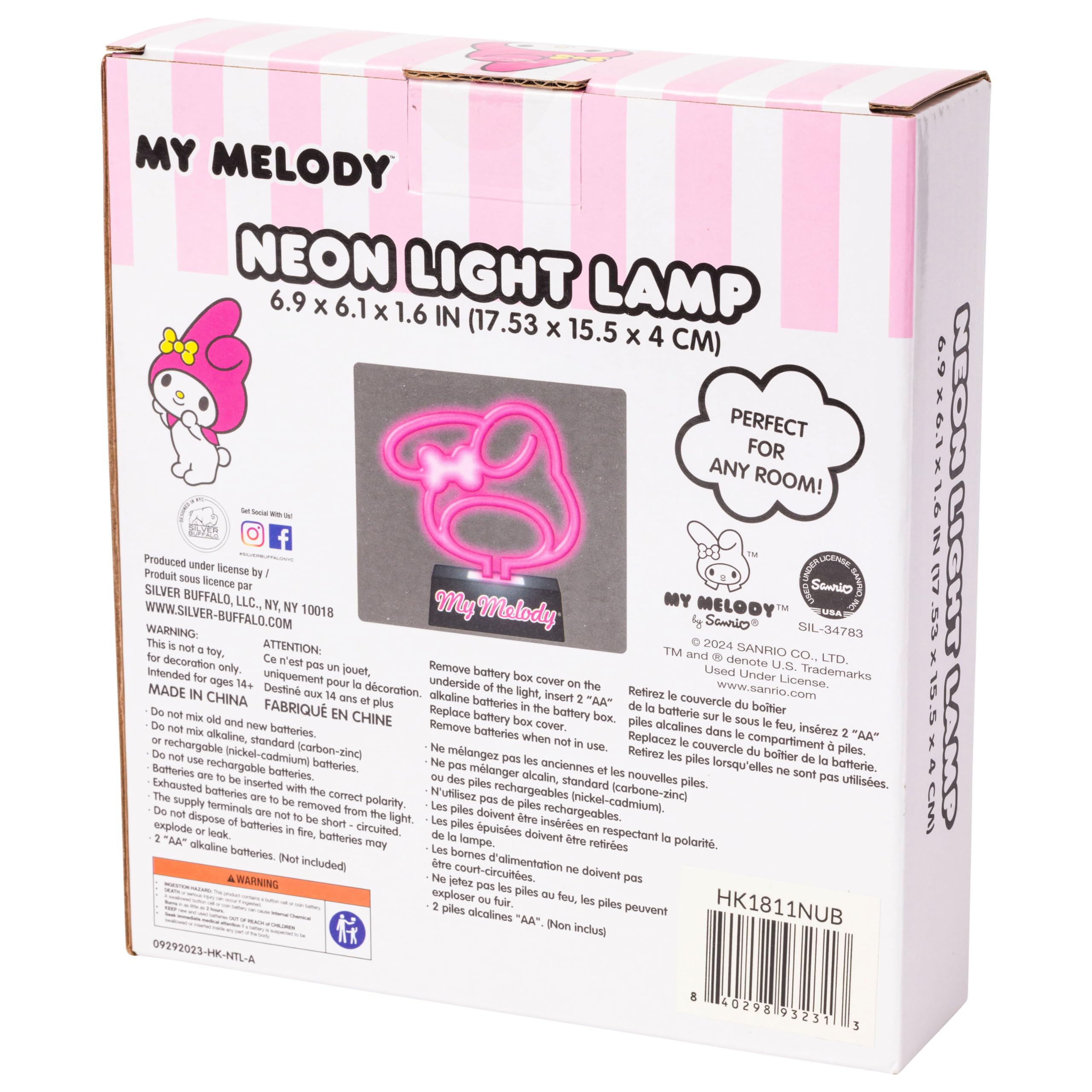 Foto 6 | Lámpara Led Plateada Buffalo Sanrio Hello Kitty My Melody - Venta Internacional.