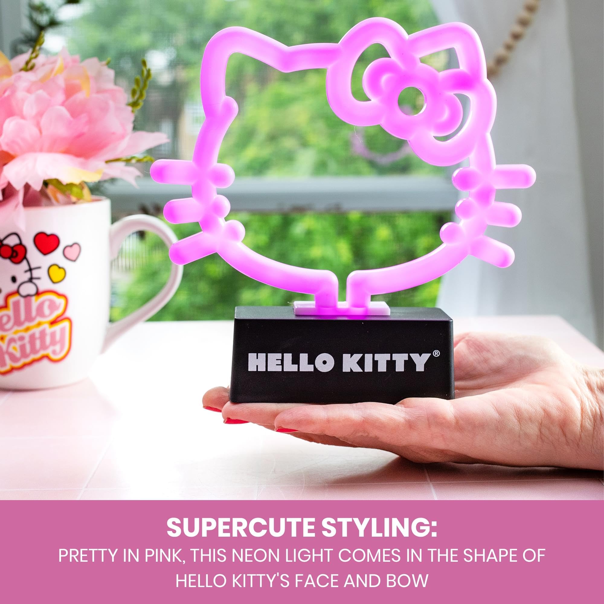 Foto 4 | Lámpara Led De Neón Plateada Buffalo Sanrio Hello Kitty Para Decoración De Habitación - Venta Internacional.