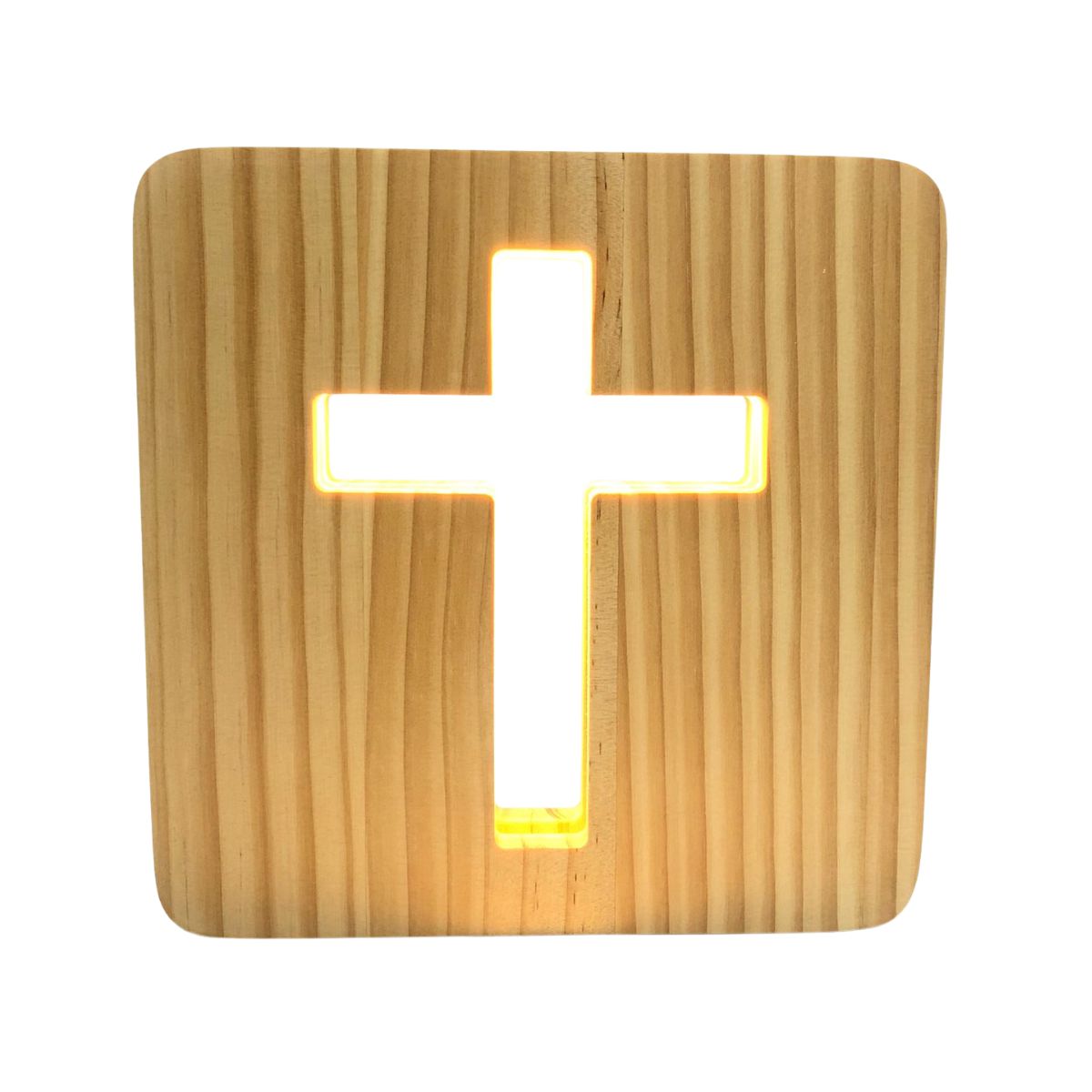 Foto 2 pulgar | Lámpara De Mesa De Madera Con Luz Led Calida Con Figura De Cruz