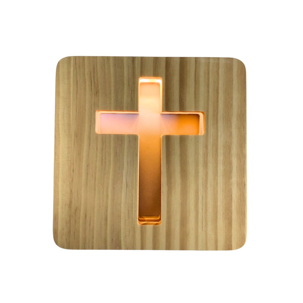 Foto 6 pulgar | Lámpara De Mesa De Madera Con Luz Led Calida Con Figura De Cruz