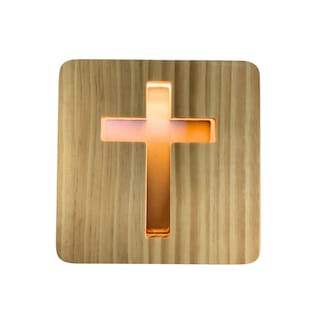 Foto 5 | Lámpara De Mesa De Madera Con Luz Led Calida Con Figura De Cruz