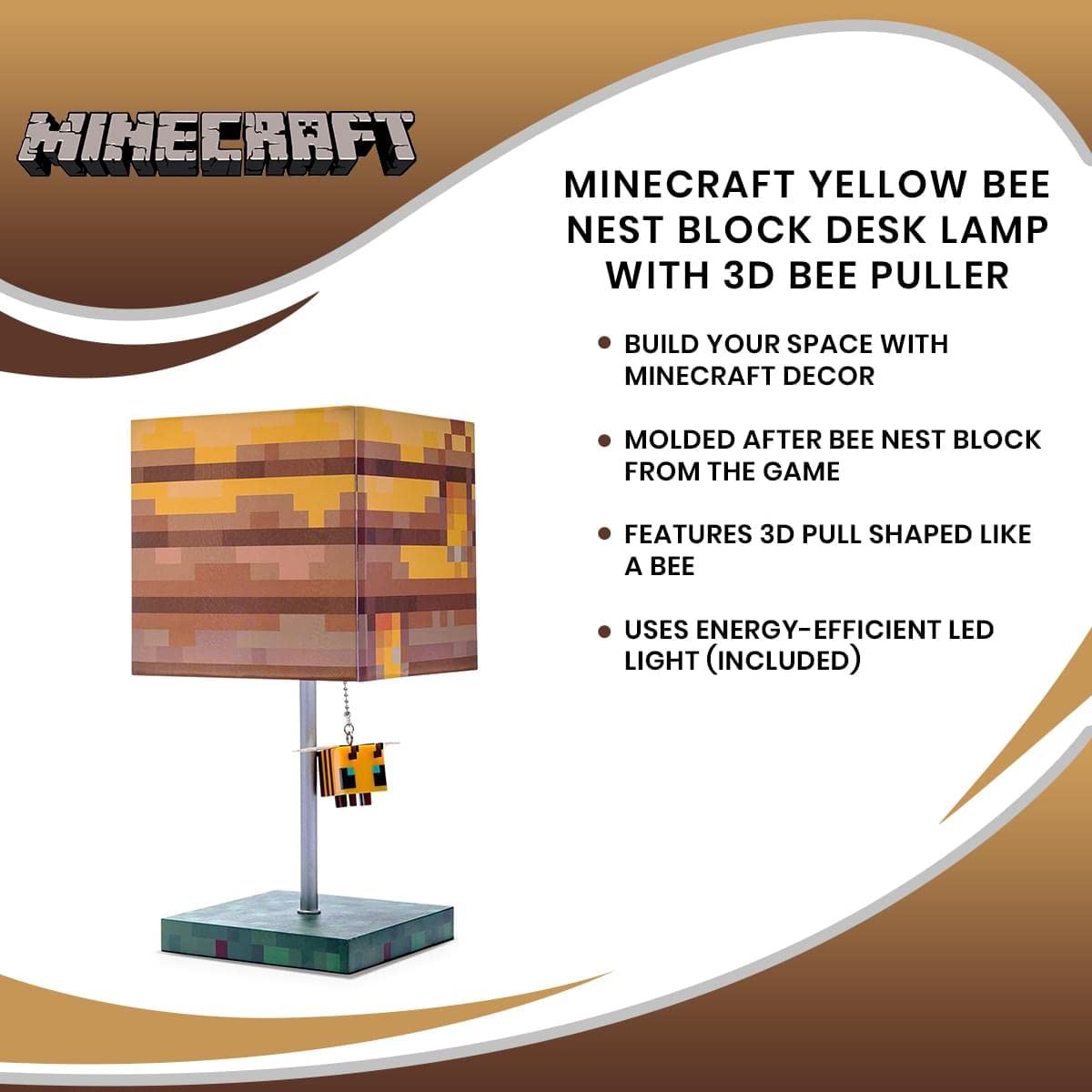 Foto 8 pulgar | Lámpara De Escritorio Minecraft Yellow Bee Nest Block Con Extractor De Abejas 3d - Venta Internacional.