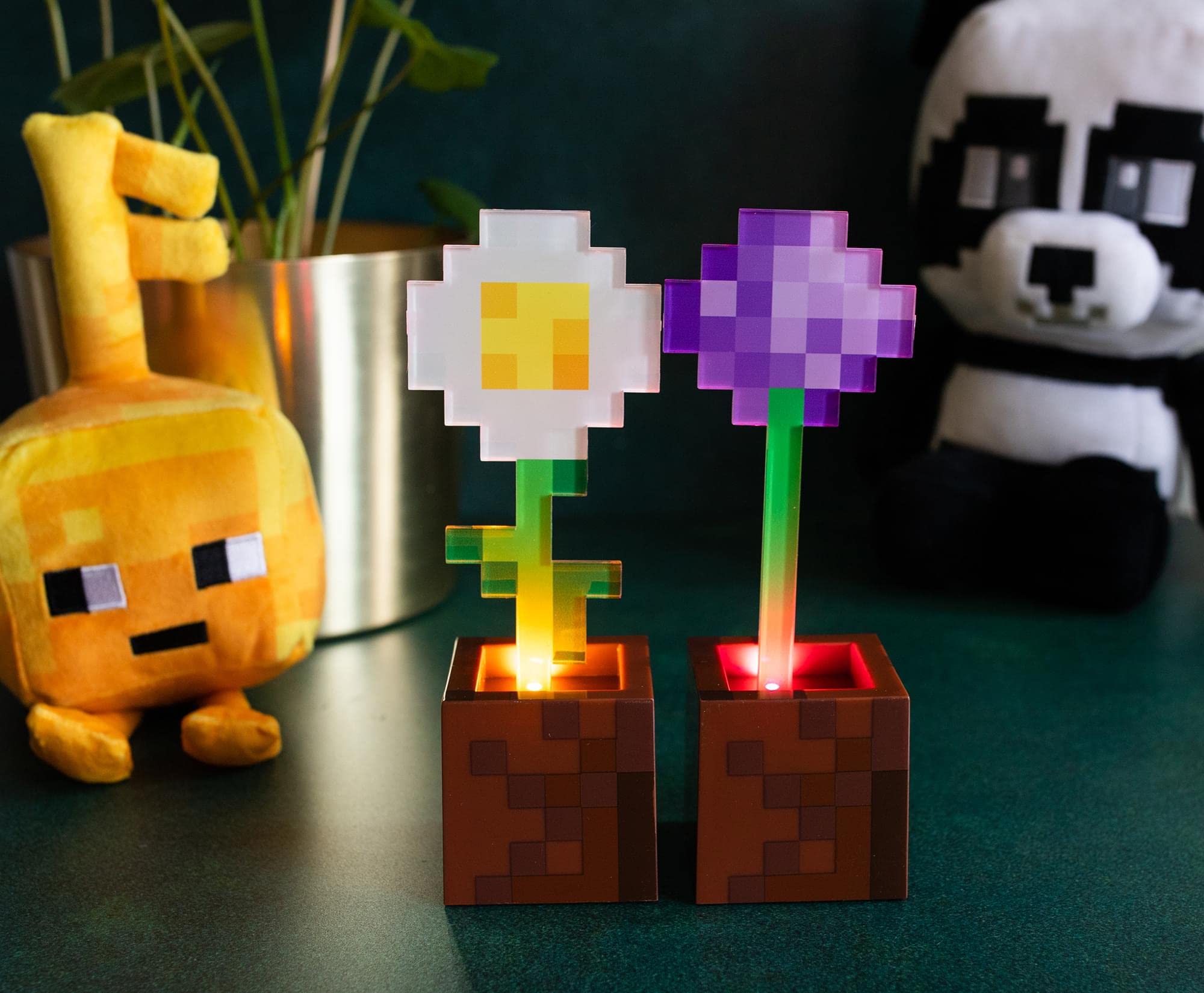 Foto 6 pulgar | Maceta Mood Lights Para Minecraft, Diseño De Margaritas Y Allium, X2 - Venta Internacional.