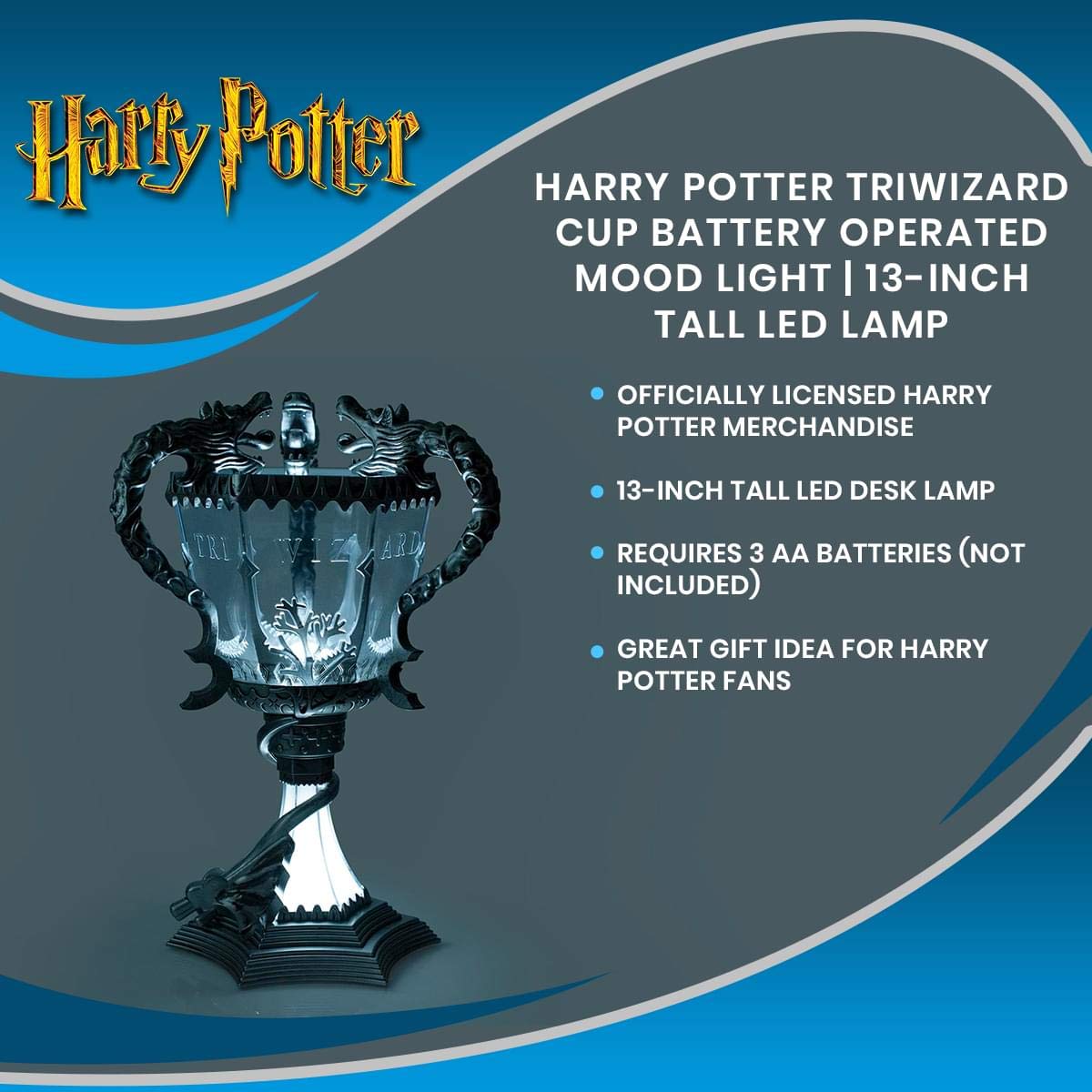 Foto 8 pulgar | Pila Mood Light De Harry Potter Con Los Tres Magos De 33 Cm, Color Plateado - Venta Internacional.