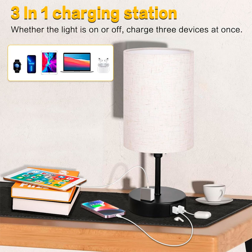 Foto 3 | Life Home Lampara De Mesa Con Un Puerto Usb, Un Tipo C Y Un Ac
