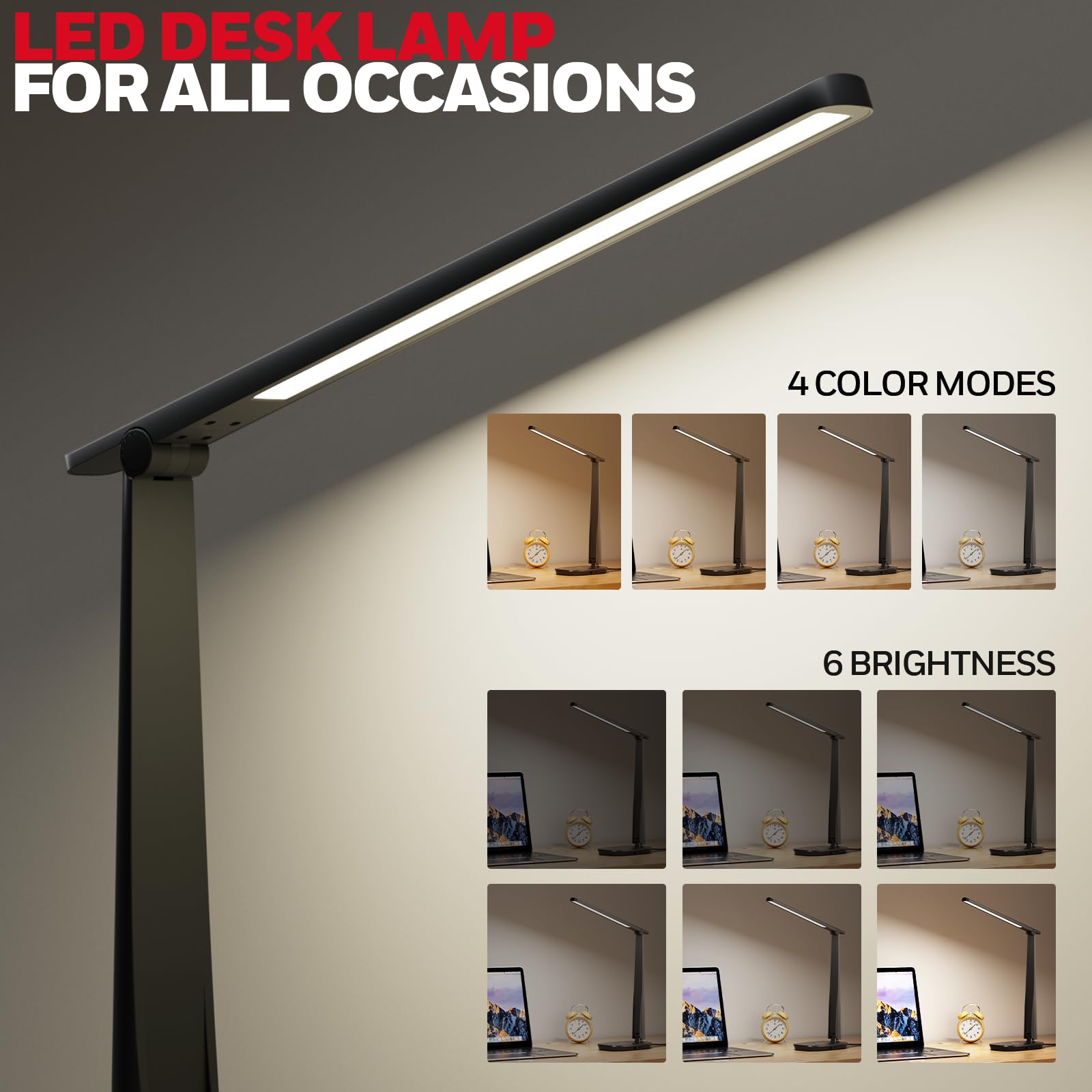 Foto 2 | Lámpara De Escritorio Honeywell Led Regulable Con Carga Usb, 4 Modos - Venta Internacional.