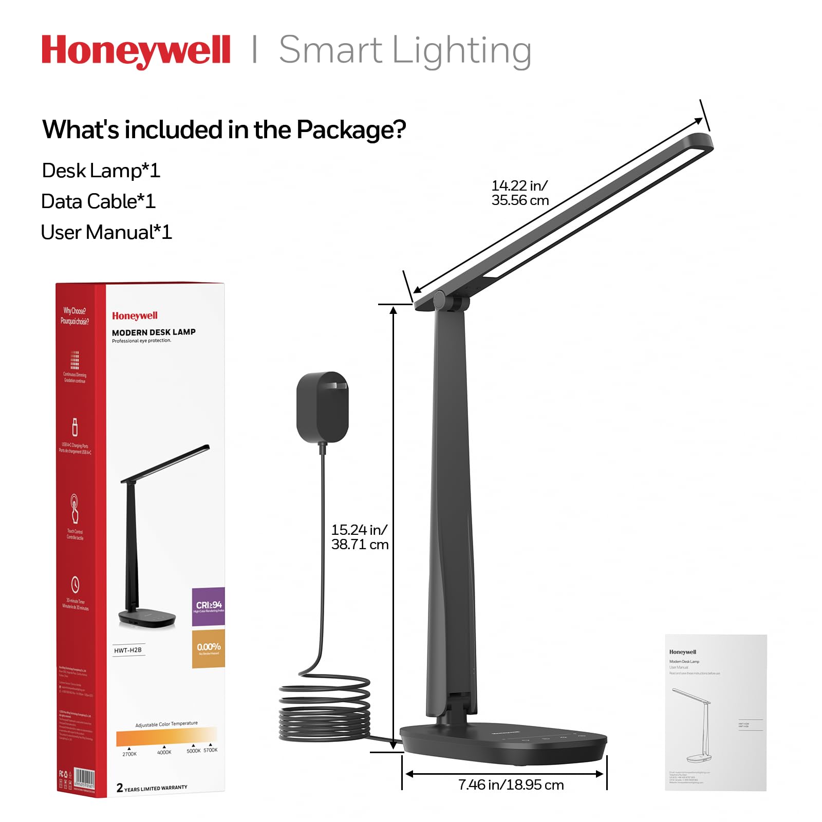 Foto 8 pulgar | Lámpara De Escritorio Honeywell Led Regulable Con Carga Usb, 4 Modos - Venta Internacional.