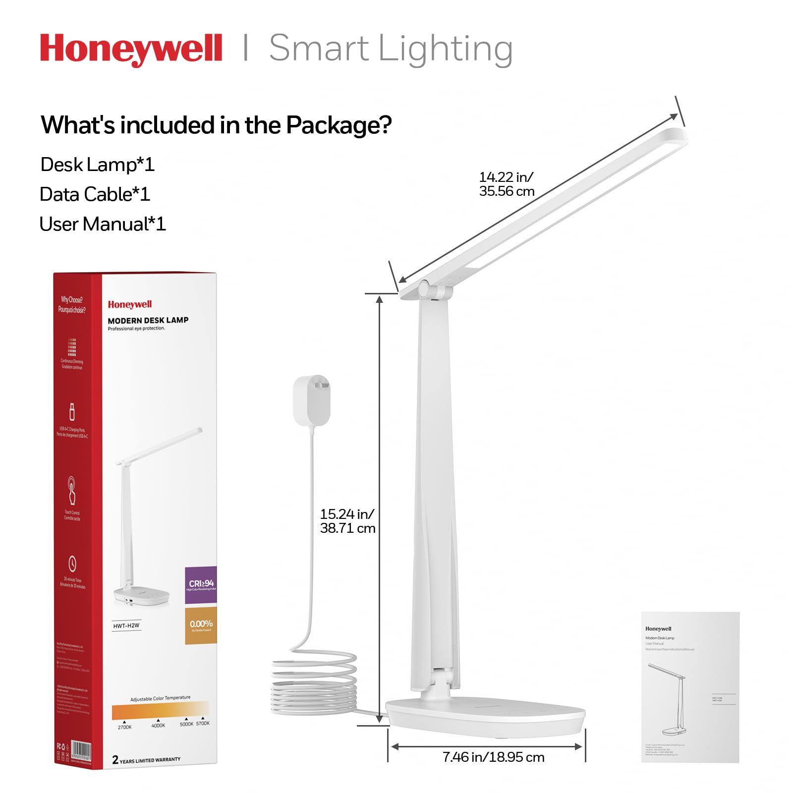 Foto 8 pulgar | Lámpara De Escritorio Honeywell Led Regulable Con Carga Usb, 4 Modos - Venta Internacional.
