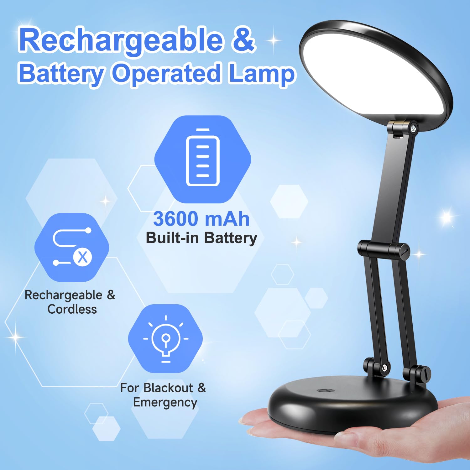 Foto 2 | Lámpara De Mesa One Fire Recargable, 3600 Mah, Plegable, Inalámbrica - Venta Internacional.