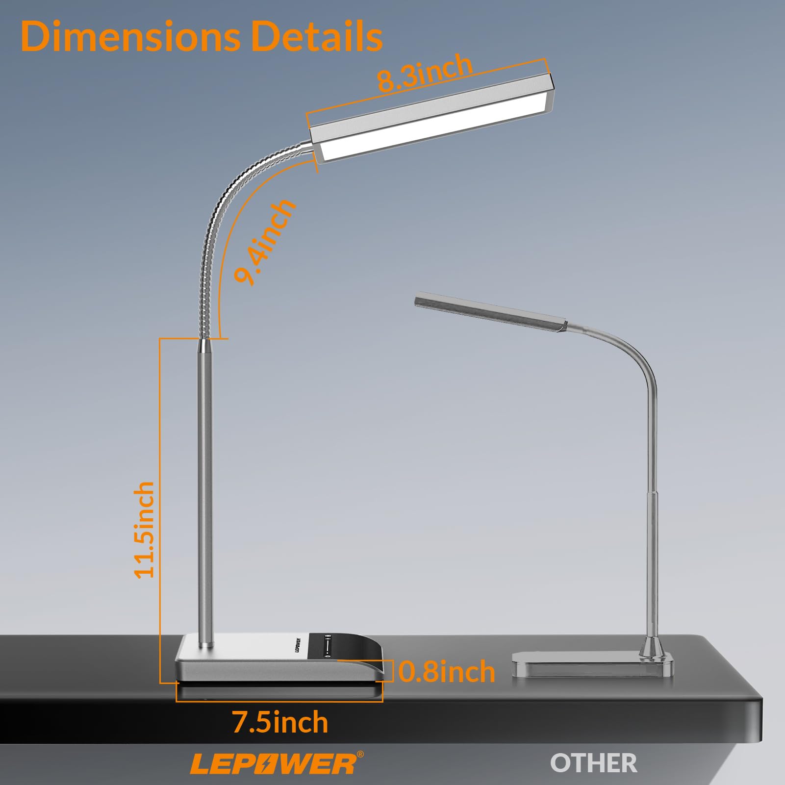 Foto 7 | Lámpara De Escritorio Lepower 800lm Led Para Lectura, 50 Modos De Iluminación, Color Gris - Venta Internacional.