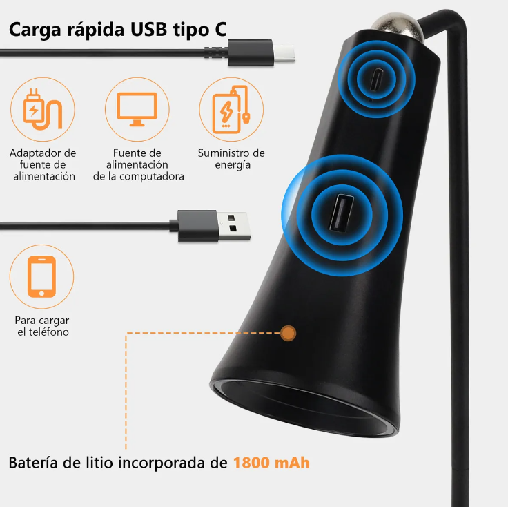 Foto 5 pulgar | Lámpara De Escritorio Xtellar Táctil 3 Modos Negra