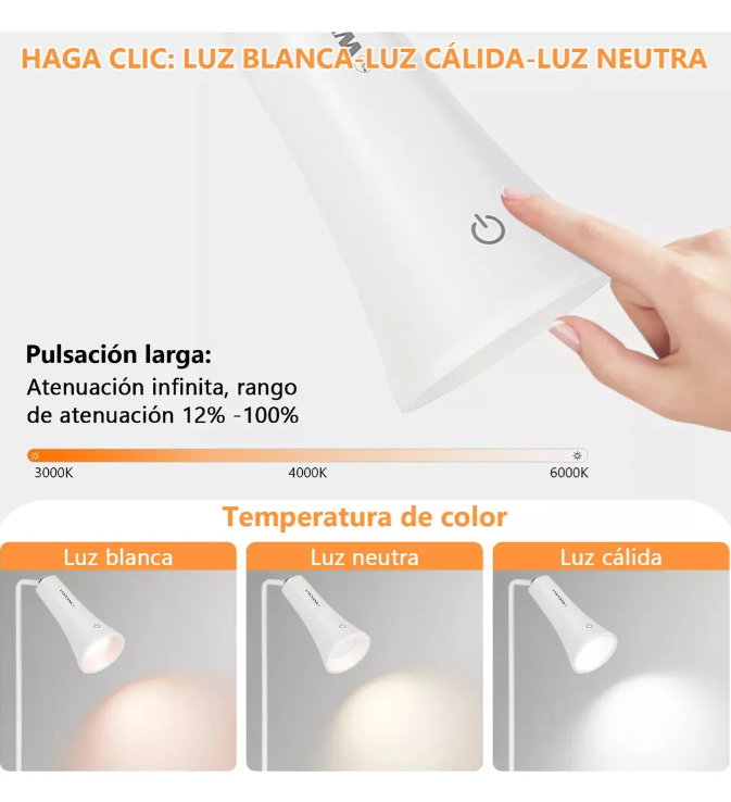 Foto 5 pulgar | Lampara Xtellar Escritorio Recargable Blanca