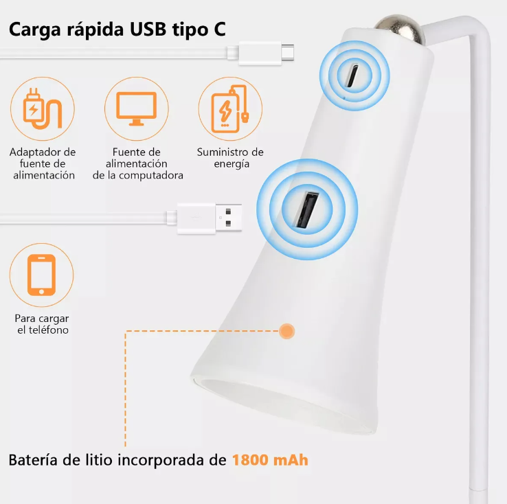 Foto 6 pulgar | Lampara Xtellar Escritorio Recargable Blanca