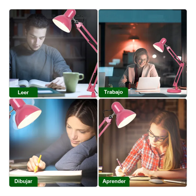 Foto 5 pulgar | Lámpara De Escritorio Xtellar 360° Grados Ergonómico Color Rosa