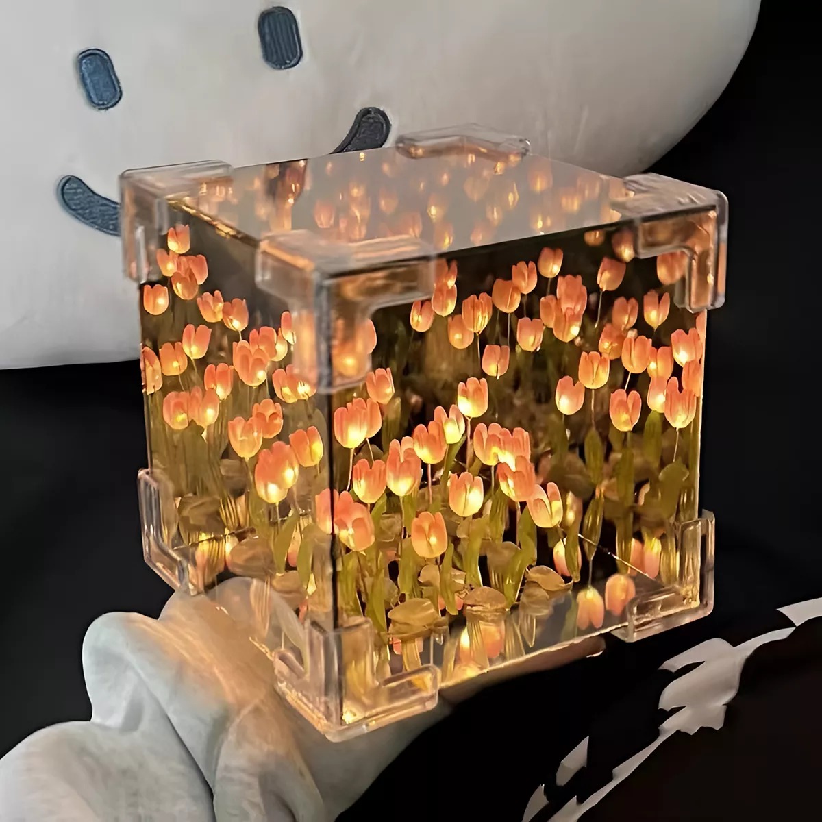 Foto 3 pulgar | Set de 3 Lámparas Decorativas De Tulipanes Infinitos En Forma De Cubo Con Espejo DIY