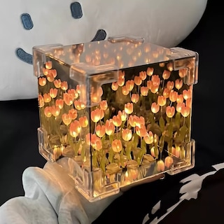 Foto 2 | Set de 3 Lámparas Decorativas De Tulipanes Infinitos En Forma De Cubo Con Espejo DIY