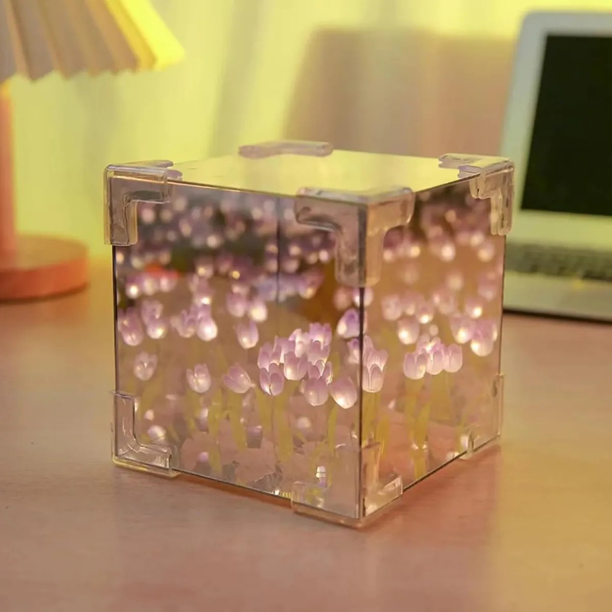 Foto 6 pulgar | Set de 3 Lámparas Decorativas De Tulipanes Infinitos En Forma De Cubo Con Espejo DIY