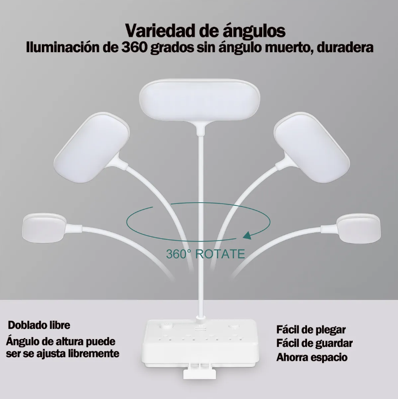 Foto 5 pulgar | Lámpara De Escritorio Led Xtellar Orientable Con 4 Enchufes Y 2 Usb Color Blanco