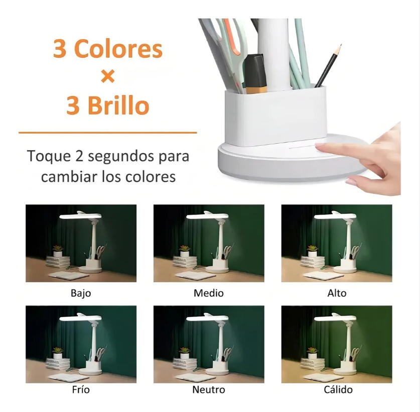 Foto 3 pulgar | Lampara De Escritorio Xtellar Con Portalápices Y Soporte Para Celular Color Blanco