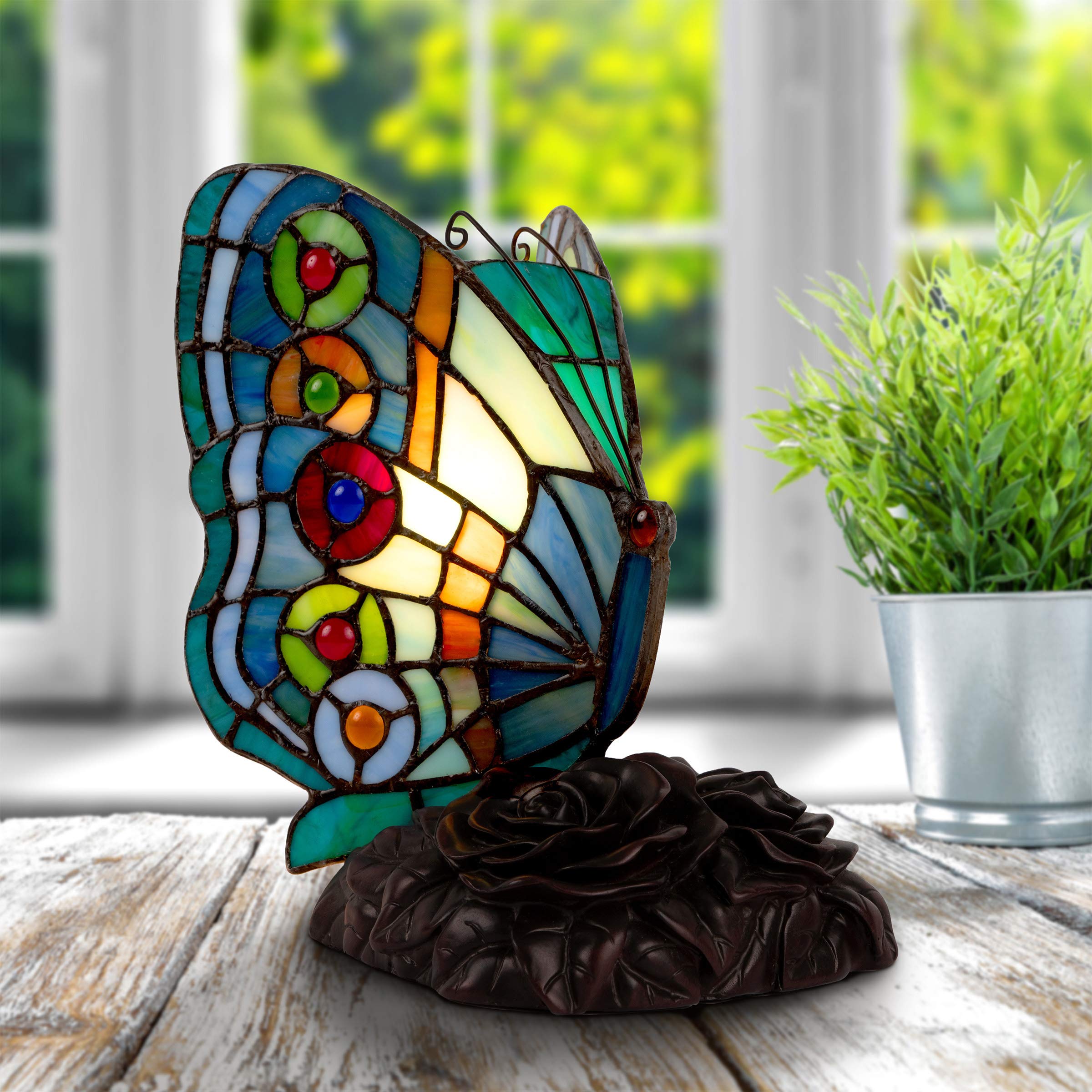 Lámpara Led Lavish Home Con Forma De Mariposa, Estilo Tiffany - Venta Internacional.