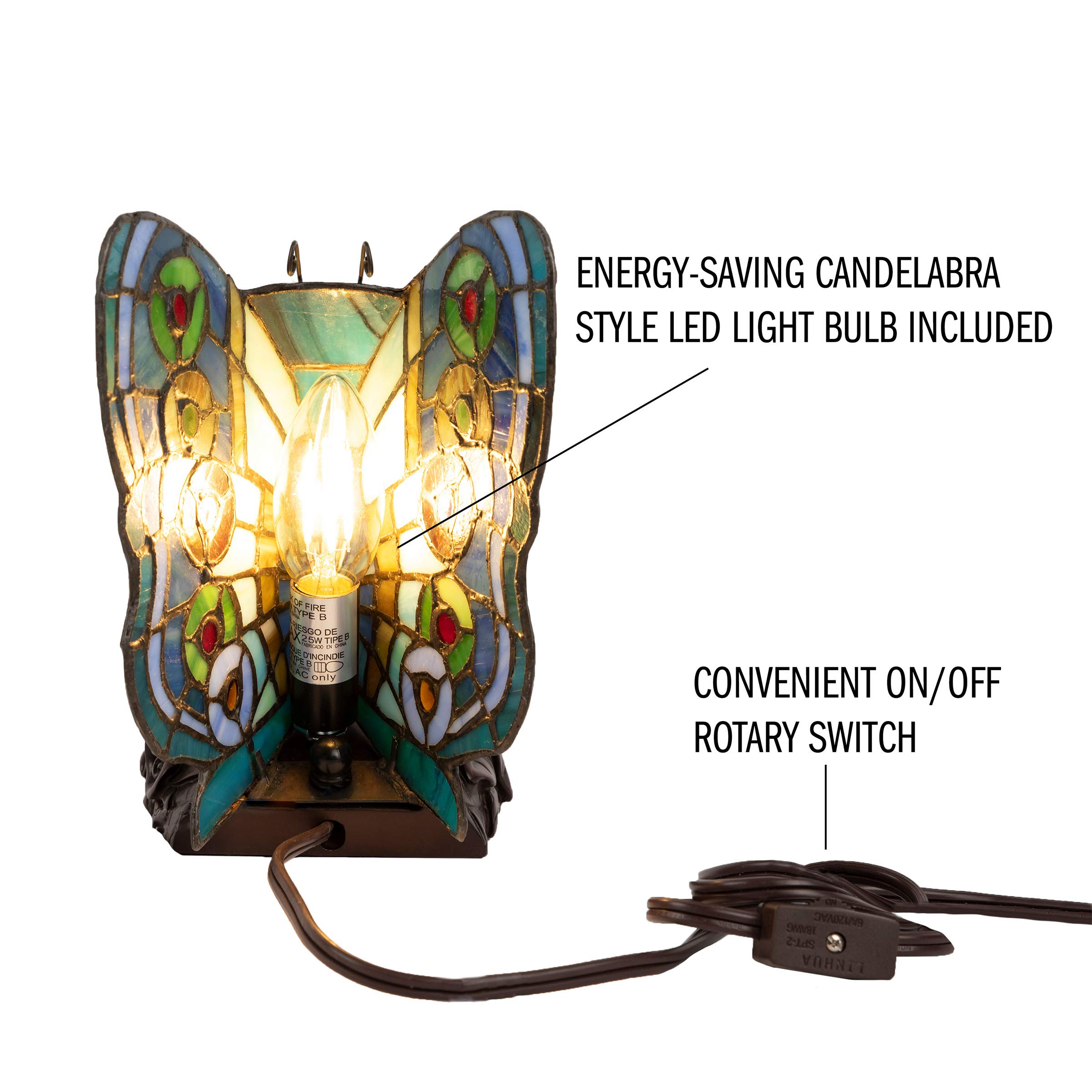 Foto 3 | Lámpara Led Lavish Home Con Forma De Mariposa, Estilo Tiffany - Venta Internacional.