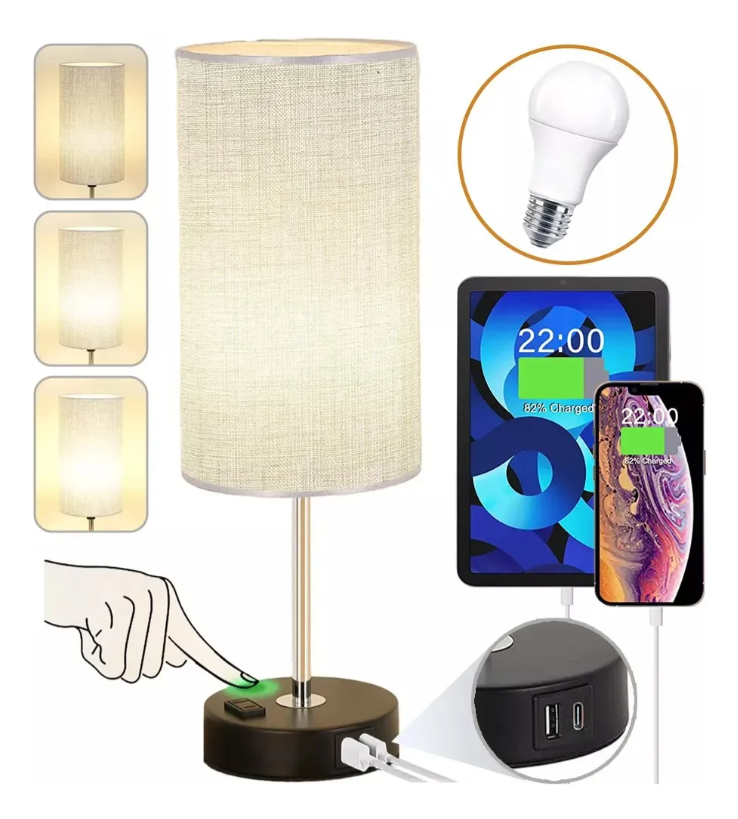 Lámpara De Noche Xtellar Touch Y Usb Color Beige