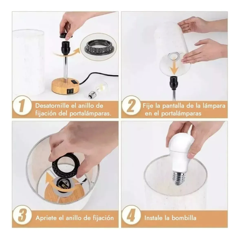 Foto 5 pulgar | Lámpara De Noche Xtellar Touch Y Usb Color Beige