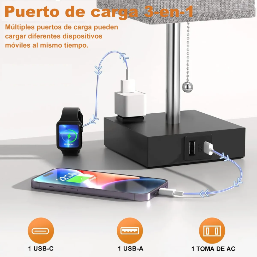 Foto 3 pulgar | Lámpara Xtellar De Buró Escritorio Led 3 Colores Color Gris