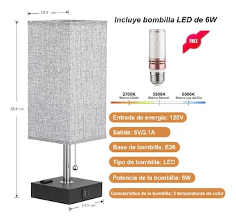 Foto 3 | Lámpara Xtellar De Buró Escritorio Led 3 Colores Color Gris