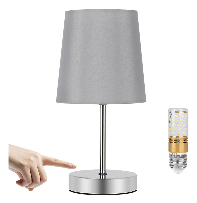 Lámpara De Mesa Xtellar Lino Y Metal Color Gris