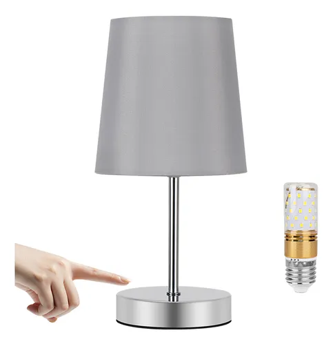 Foto 2 pulgar | Lámpara Xtellar De Mesa Lino Y Metal E27 Led Buró Escritorio Noche