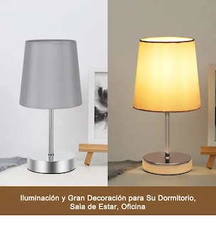 Foto 3 | Lámpara Xtellar De Mesa Lino Y Metal E27 Led Buró Escritorio Noche