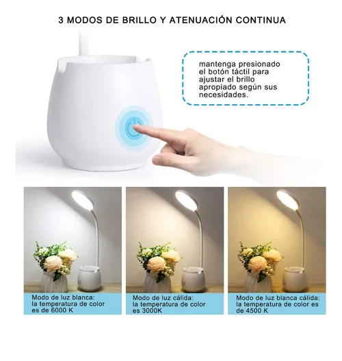 Foto 5 pulgar | Lampara Xtellar De Mesa Usb Recargables Escritorio Led Con Soporte