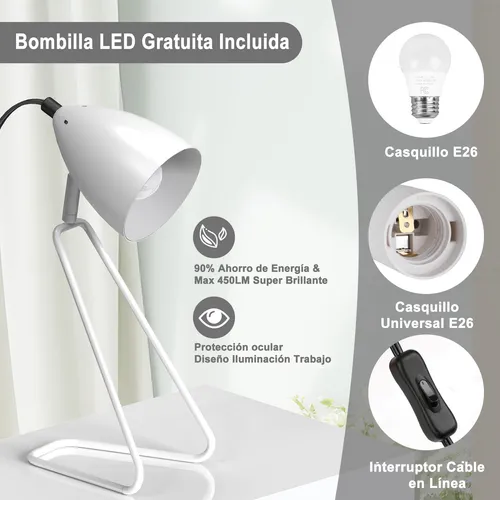 Foto 3 pulgar | 2pcs Xtellar Xtellar Lámpara De Escritorio Led Metal Giratoria 350° Con Foco