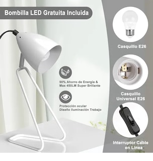 Foto 2 | 2pcs Xtellar Xtellar Lámpara De Escritorio Led Metal Giratoria 350° Con Foco