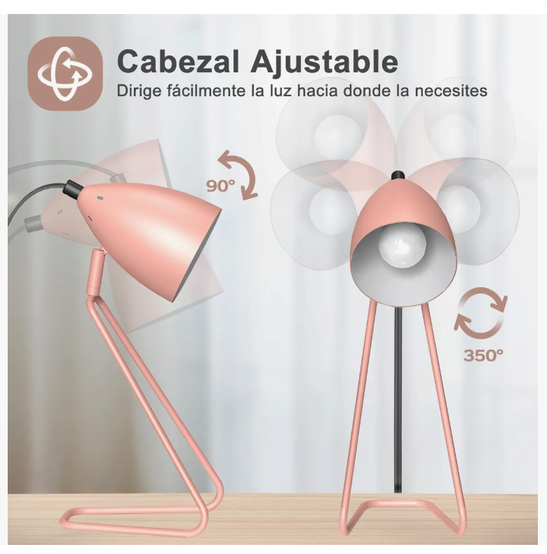 Foto 4 pulgar | 2pcs Xtellar Xtellar Lámpara De Escritorio Led Metal Giratoria 350° Con Foco Modelo Rosa