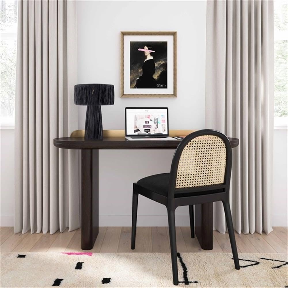 Foto 8 pulgar | Lámpara De Mesa Tov Furniture Shelby Rafia Black - Venta Internacional.