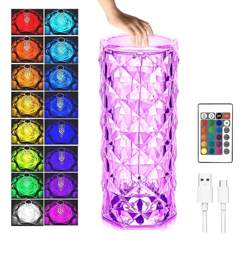 Foto 2 pulgar | Lámpara Xtellar Xtellar De Mesa Cristal Recargable Control Táctil 16 Colors