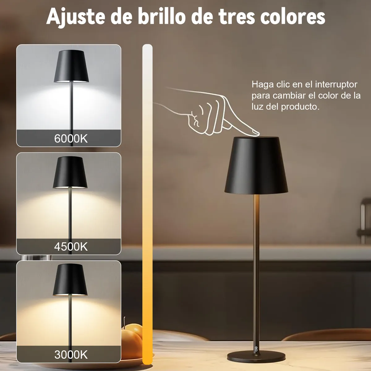 Foto 3 | Lámpara de Mesa Led Negro