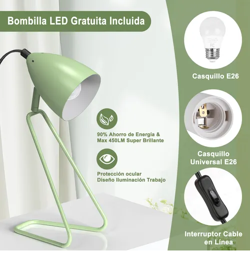 Foto 3 pulgar | 2pcs Xtellar Xtellar Lámpara De Escritorio Led Metal Giratoria 350° Con Foco
